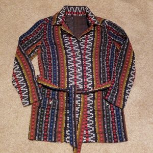 Unique Vintage 70s Embroidery Striped Blazer